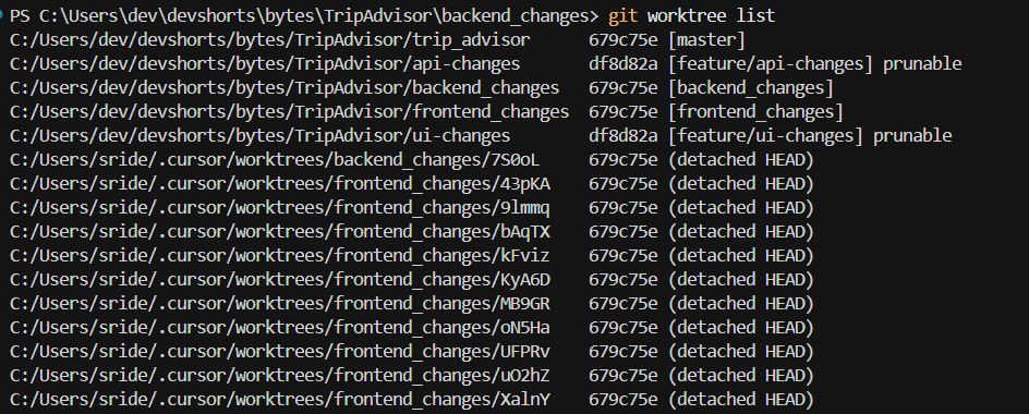 Cursor SCM 中的 Worktree