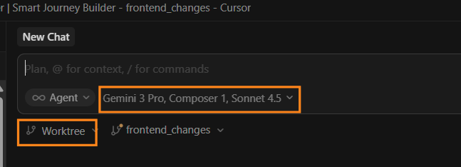 Cursor 選擇 Worktree 和模型