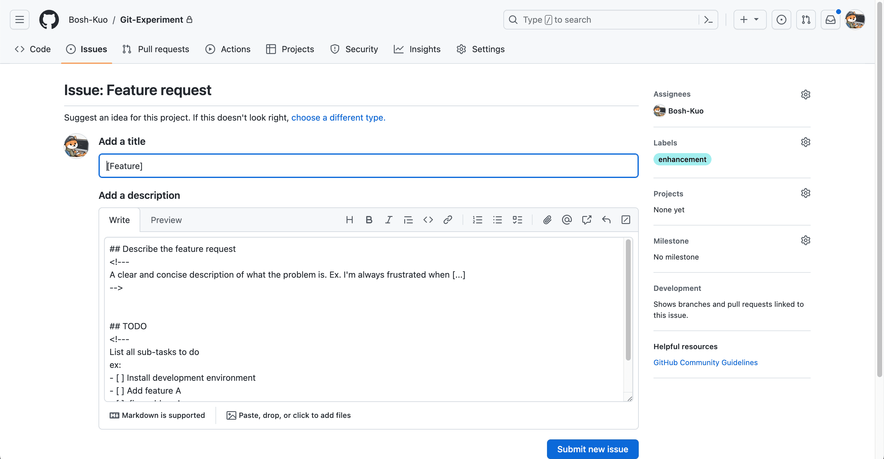 Feature Issue 模板