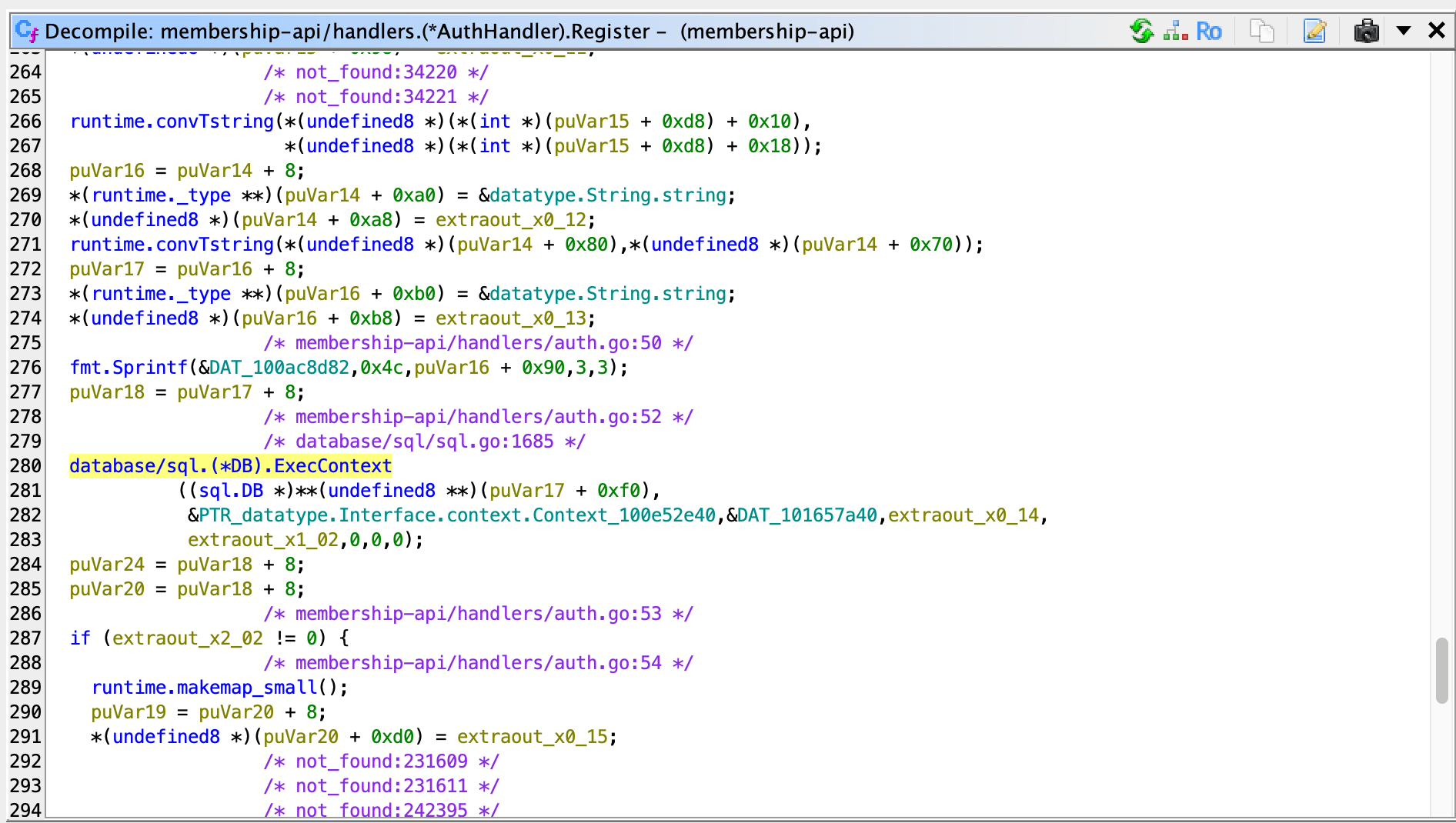 Ghidra 反編譯出的程式碼畫面